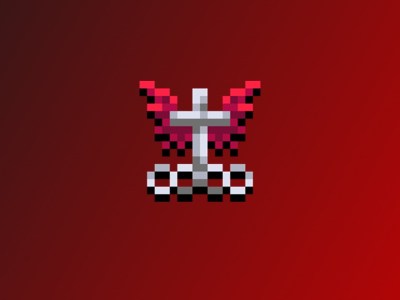 Coat of Arms from Vampire Survivors on a red gradient background