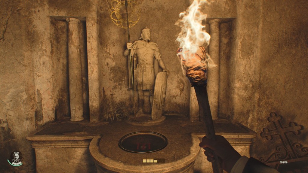 A statue of Longinus in Indiana Jones and the Great Circle