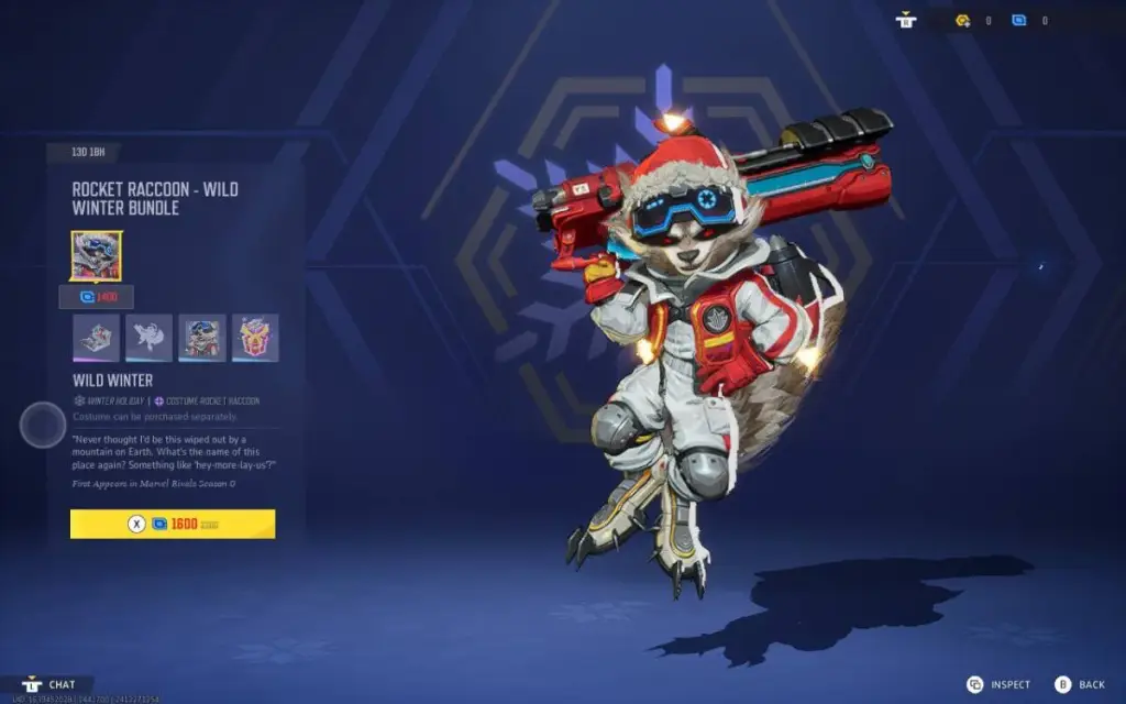 Marvel Rivals Winter Event Christmas skins - Rocket Racoon