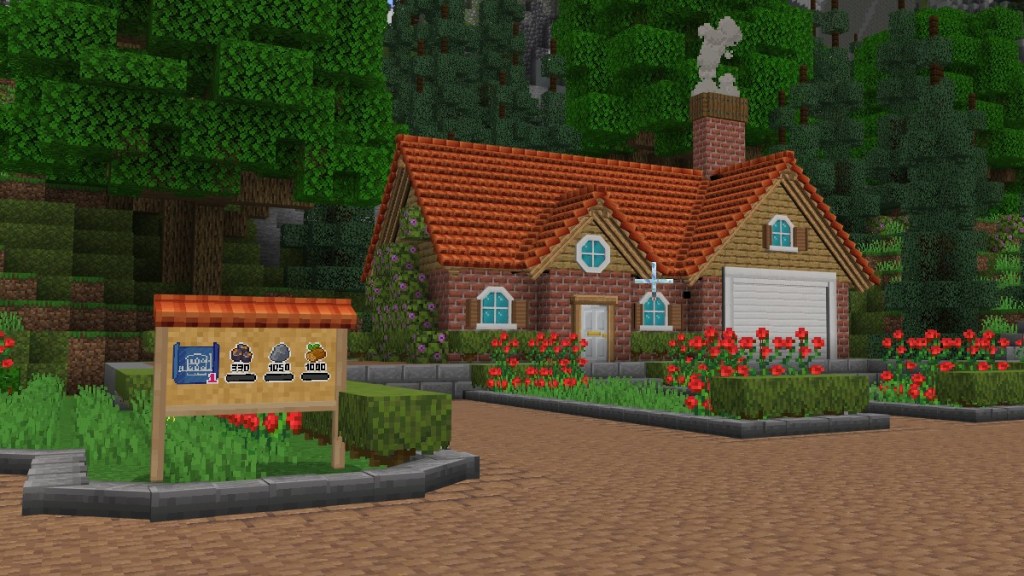 The blueprint board outside your house in Hello Kitty Minecraft