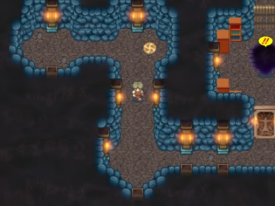 Dragon Takers - Helio walks down a torch-lit cave hallway.