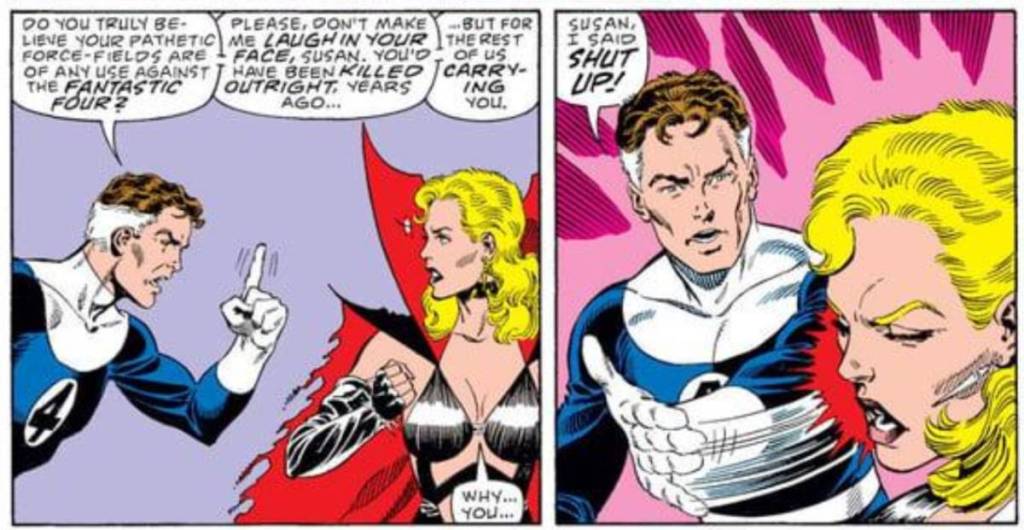 Two panels from Fantastic Four #281.