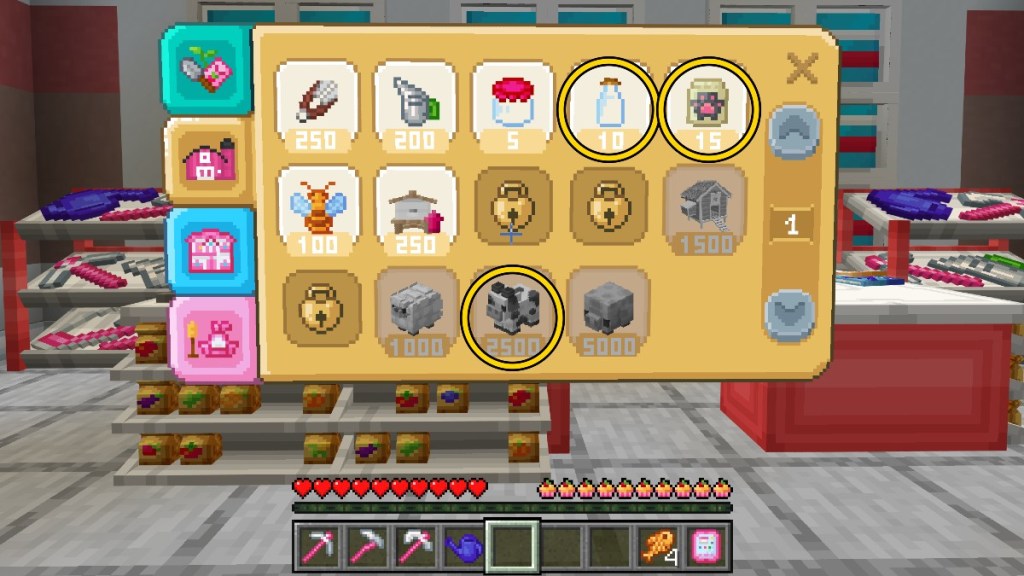 The farming section of the Kawaii Mart in Minecraft Hello Kitty and Friends