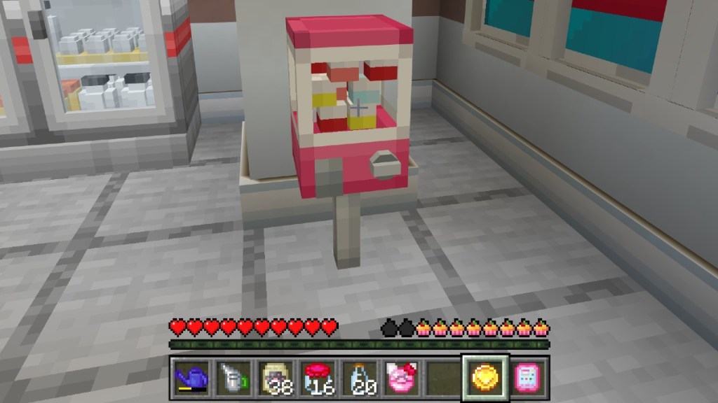 The surprise capsule machine in Minecraft Hello Kitty
