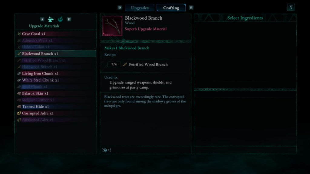 Avowed crafting screen