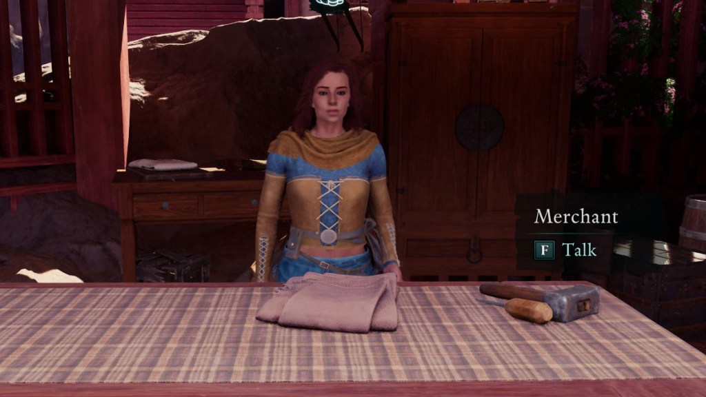 A female presenting merchant in Avowed