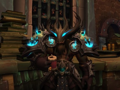 An orc in World of Warcraft holding an Uncracked Cold One, a Treasure from Undermine