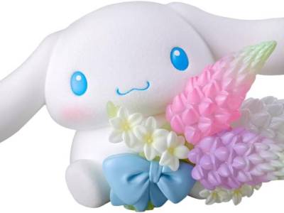 Mofamofy Flocked Hello Kitty, Cinnamoroll, and Kuromi Figures Hold Flowers