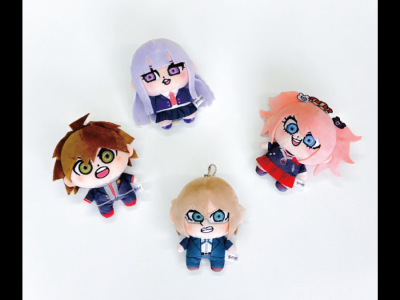 Danganronpa chibi character mascot plushies designed by Pop Team Epic artist Okawa Bkub
