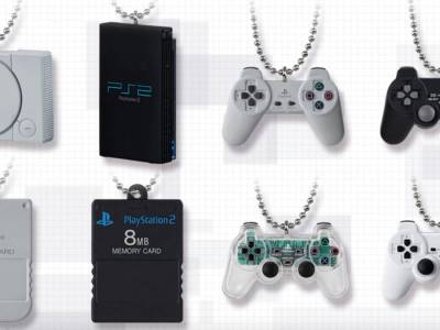 PlayStation Console, Controller, and Memory Card Keychains Shown