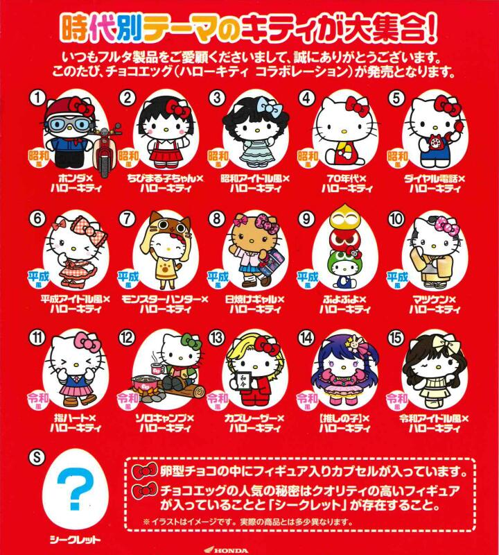 Furuta Hello Kitty Collaboration Choco Egg - full collaboration list