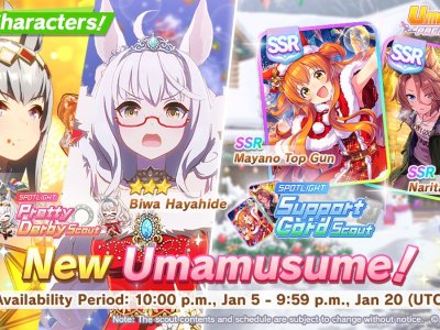 It’s Christmas in January With Umamusume Oguri Cap and Biwa Hayahide Trainees