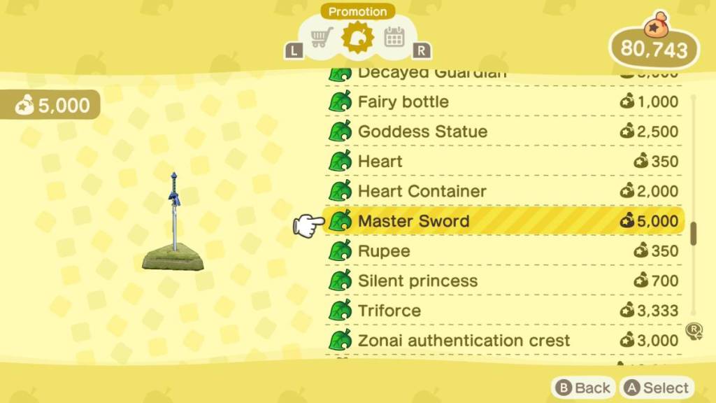 Animal Crossing: New Horizons - Legend of Zelda items