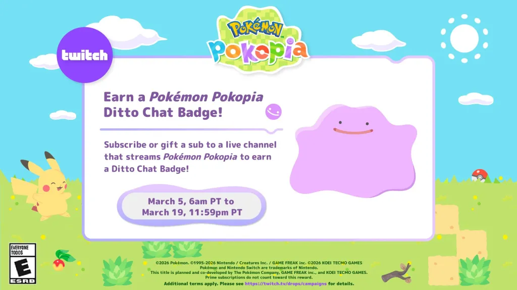 Pokemon Pokopia Twitch Ditto Chat Badges Debut