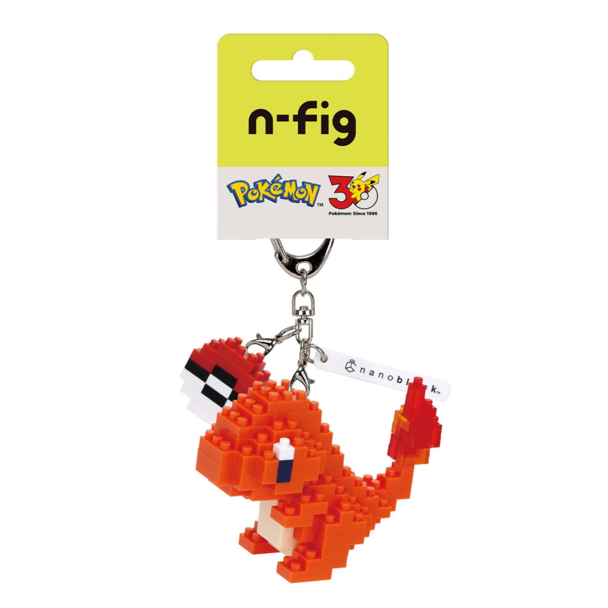 The newest Nanoblock Pokemon items are n-fig keychains of the three Kanto starters and Pikachu that can also be used as figures.