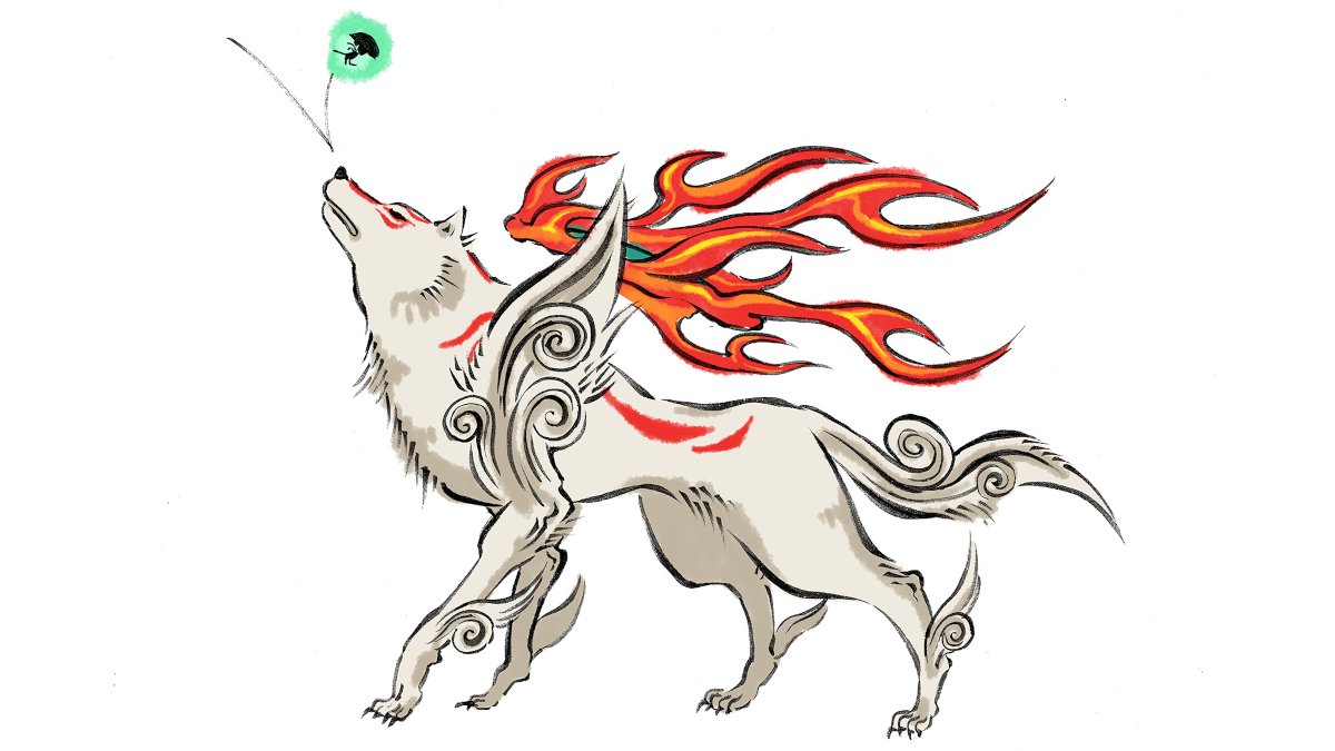 Amaterasu and Issun-boshi in Okami 20th anniversary image