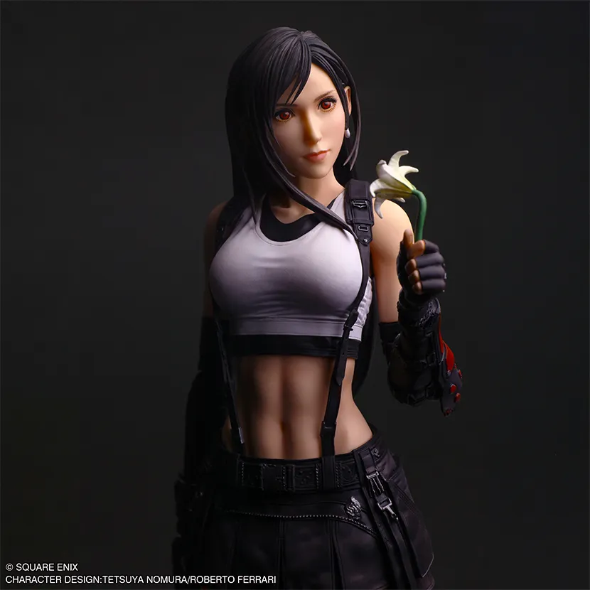 Final Fantasy VII FFVII Rebirth Tifa Lockhart Play Arts Shin figure - close-up 4 - holding flower