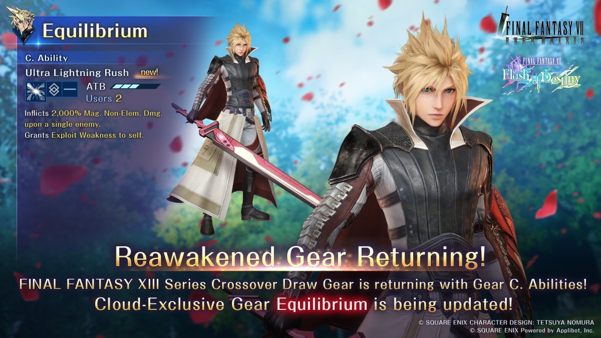 Two FFXIII Cloud and Sephiroth costume and weapon banners are coming back to FFVII Ever Crisis with Reawakened upgrades. 