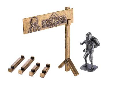 The two new Legend of Zelda Huzzle Puzzles feature Addison holding the Hudson Construction sign and the Hylian Shield.