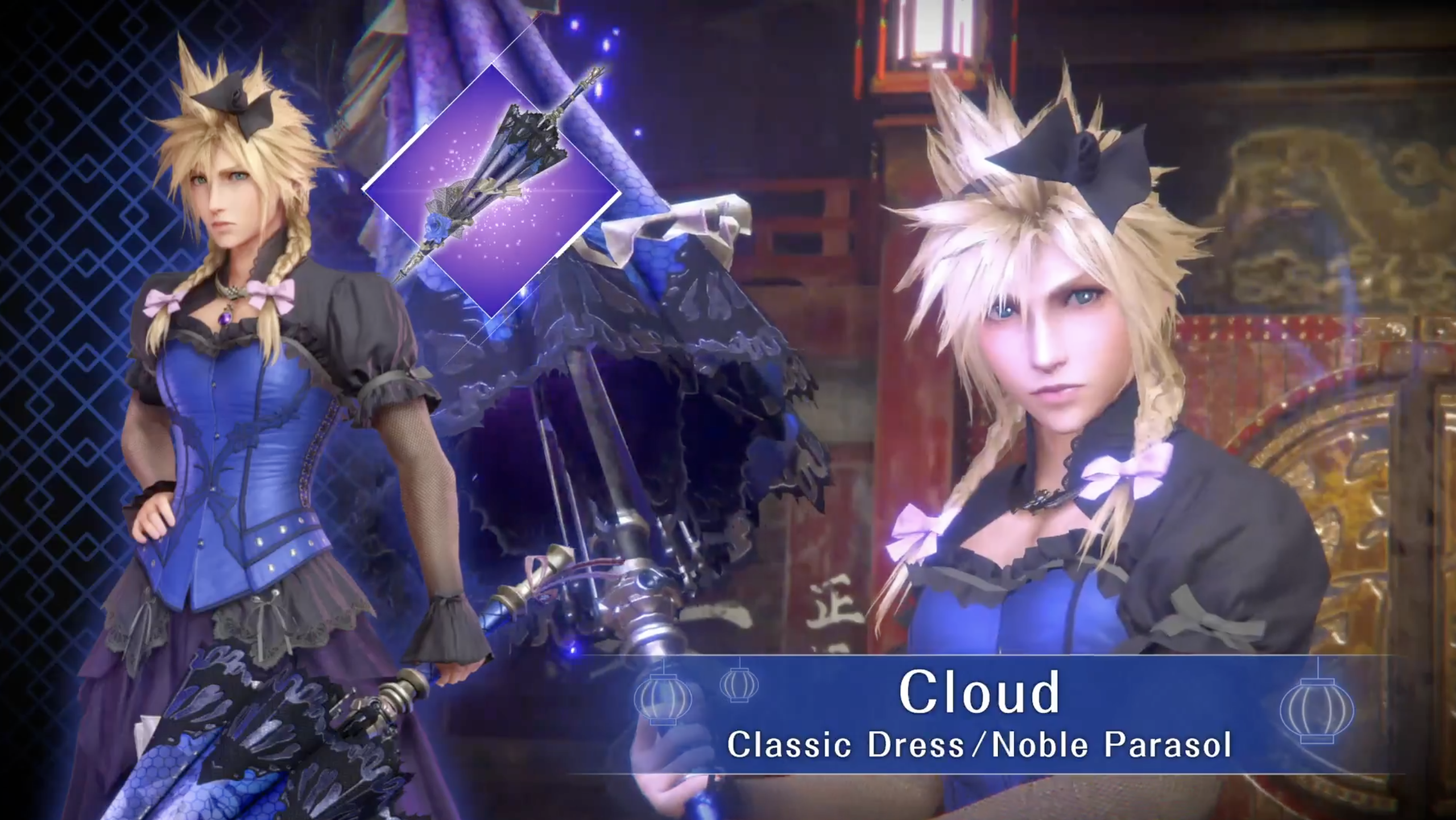 Aerith, Cloud, and Tifa Don Dresses for FFVII Ever Crisis Corneo Cup Event