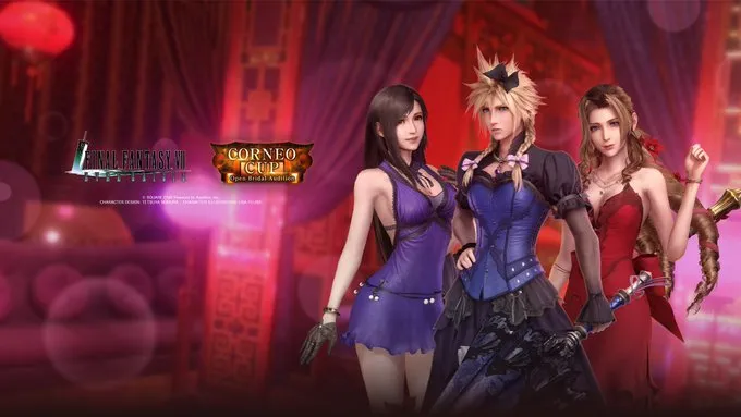 Aerith, Cloud, and Tifa Wear Dresses in Official FFVII Ever Crisis Wallpapers