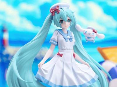 Hatsune Miku Cinnamoroll XStellar Figure Wears Summer Marine Outfit