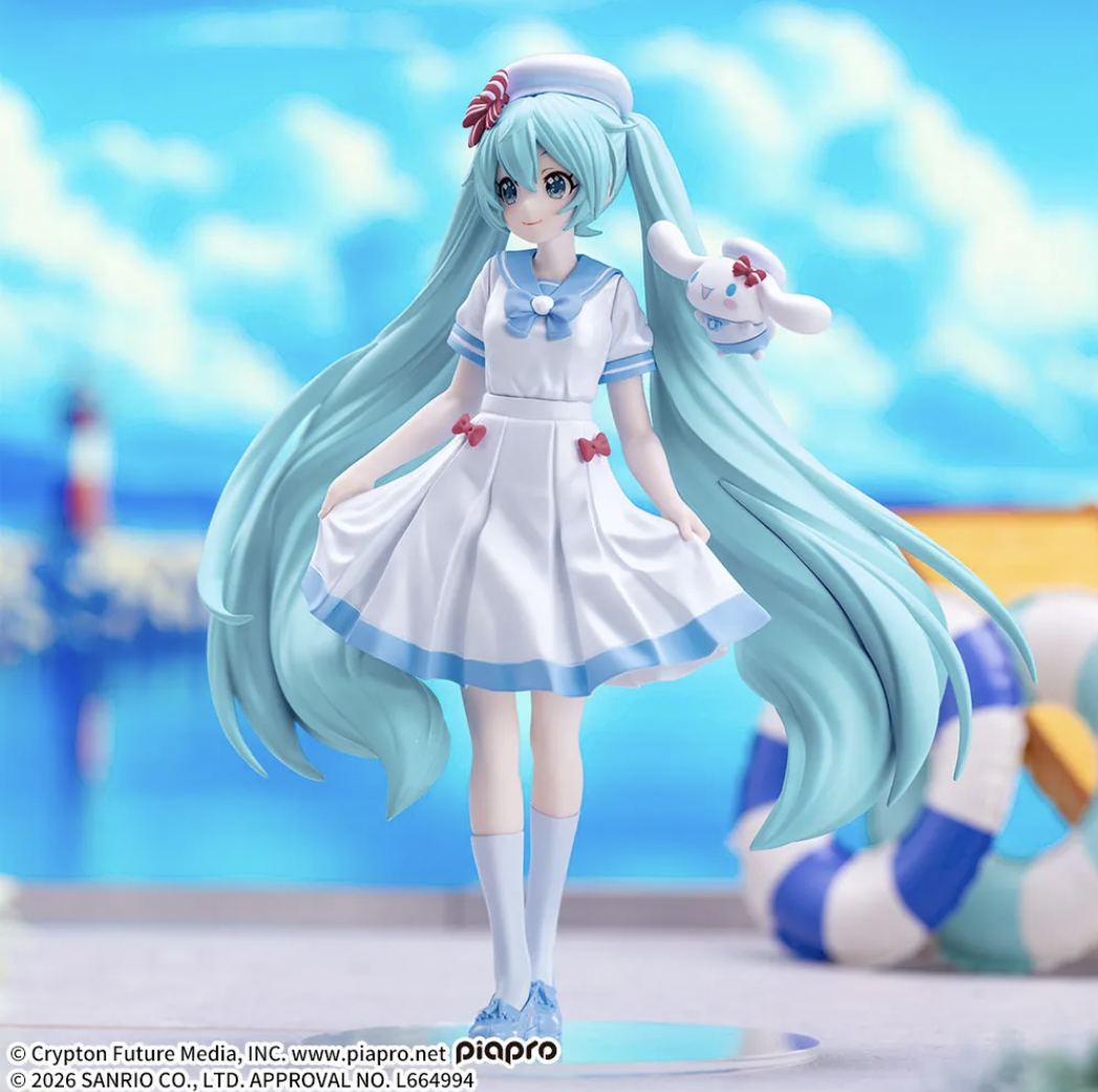 Hatsune Miku Cinnamoroll XStellar Figure Wears Summer Marine Outfit