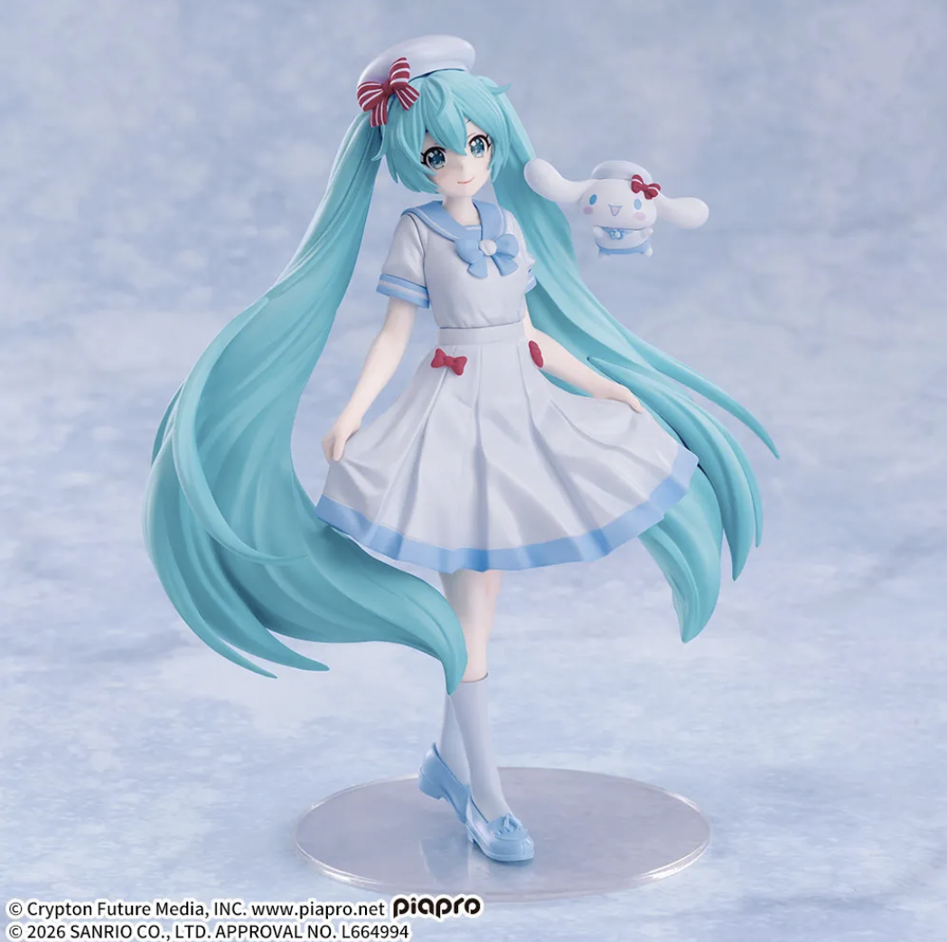 Hatsune Miku Cinnamoroll XStellar Figure Wears Summer Marine Outfit