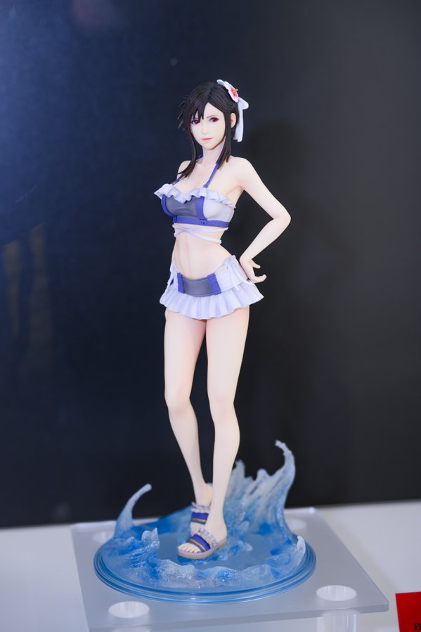 See FFVII Rebirth Tifa Swimsuit Static Arts Figure and Aerith Masterline 