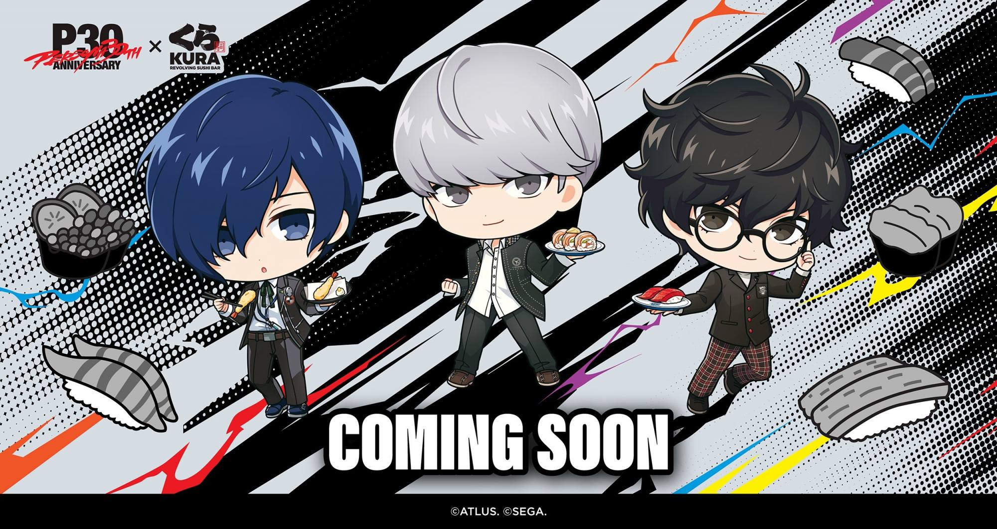 Kura Sushi Persona 3, 4, and 5 Menu and Merchandise Shared