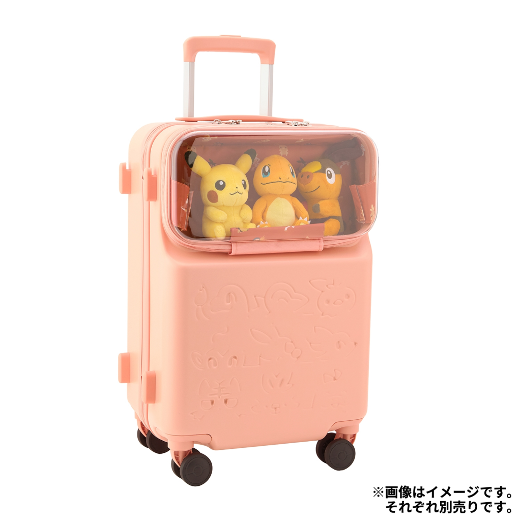 Pokemon Timeless Adventure suitcases with plushies window - Fire type