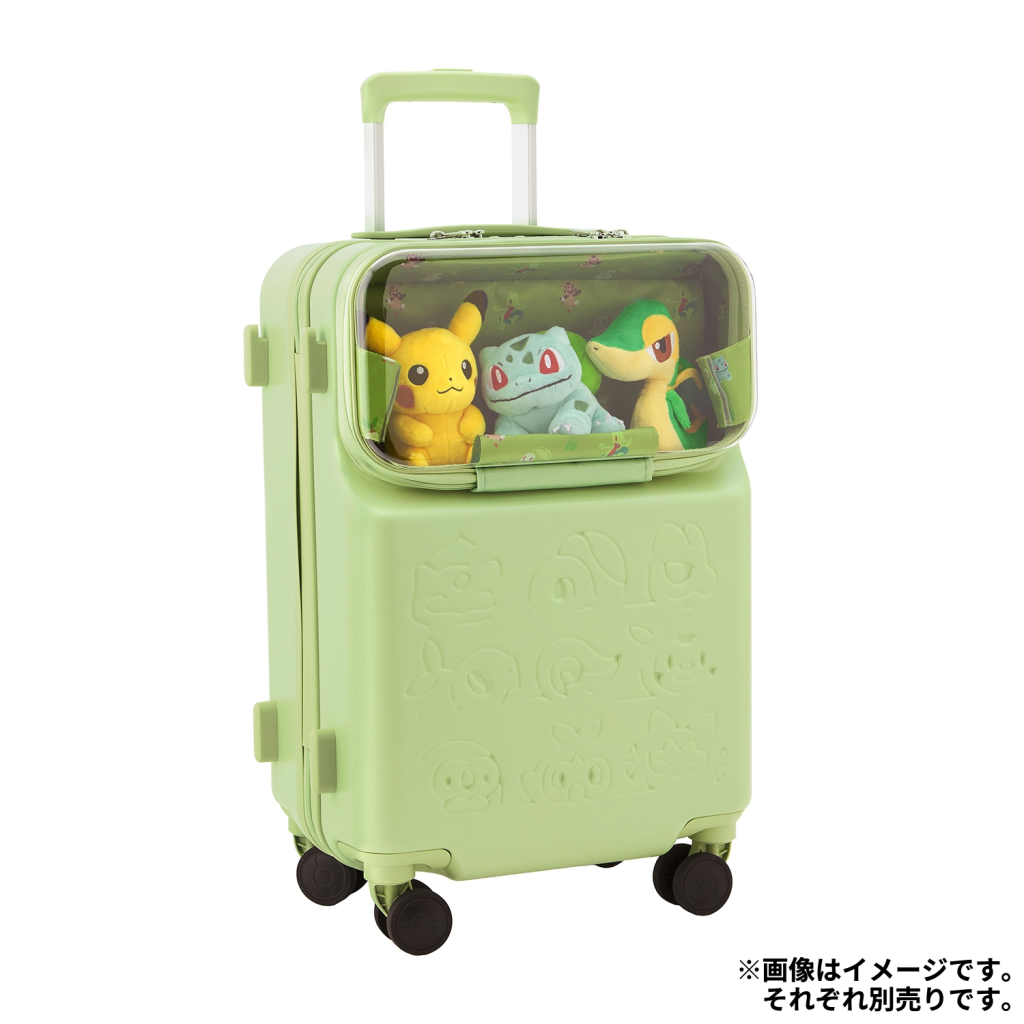 Pokemon Timeless Adventure suitcases with plushies window - Grass type