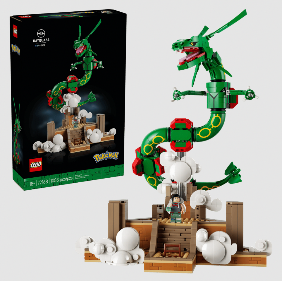 The new Lego Pokemon sets involve Arcanine, Munchlax, Rayquaza, Red, and an Iconic Trainer Moments Poke Ball with Oak's Lab inside.