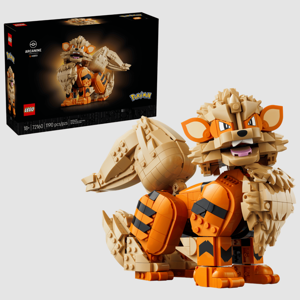 The new Lego Pokemon sets involve Arcanine, Munchlax, Rayquaza, Red, and an Iconic Trainer Moments Poke Ball with Oak's Lab inside.