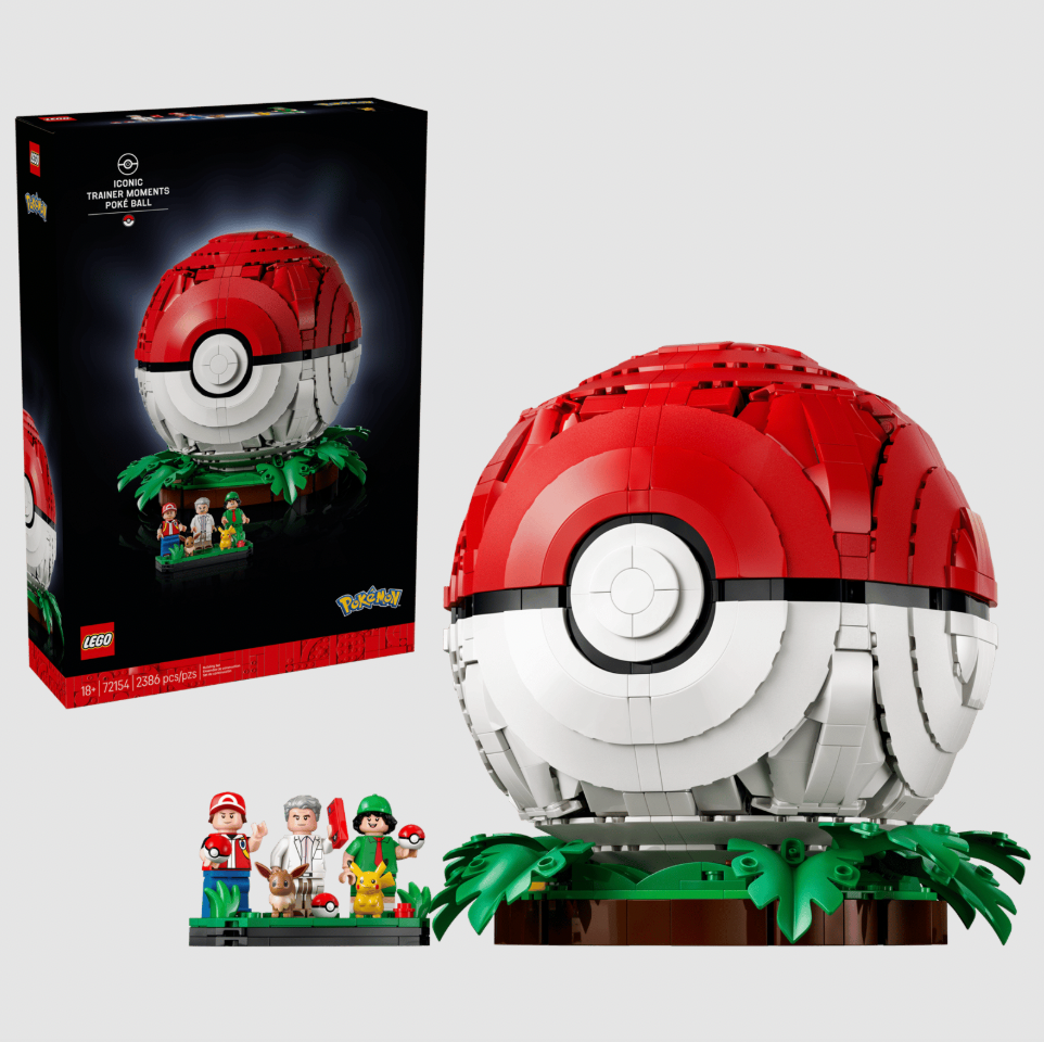 The new Lego Pokemon sets involve Arcanine, Munchlax, Rayquaza, Red, and an Iconic Trainer Moments Poke Ball with Oak's Lab inside.