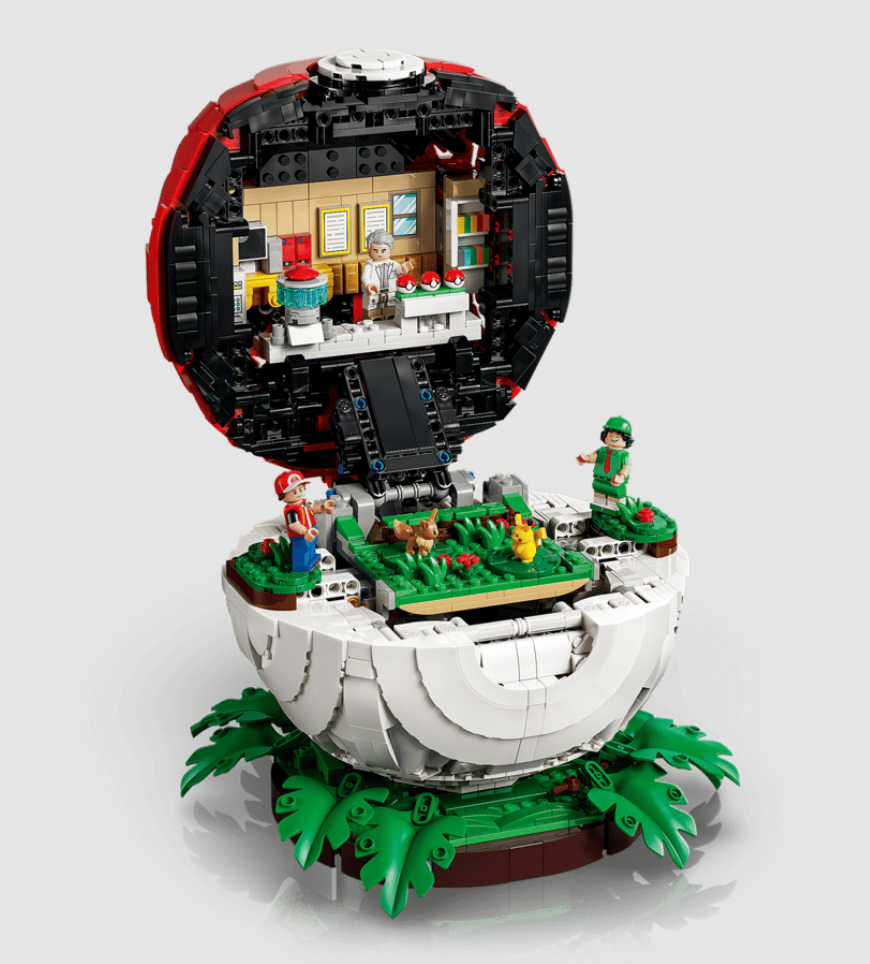 The new Lego Pokemon sets involve Arcanine, Munchlax, Rayquaza, Red, and an Iconic Trainer Moments Poke Ball with Oak's Lab inside.