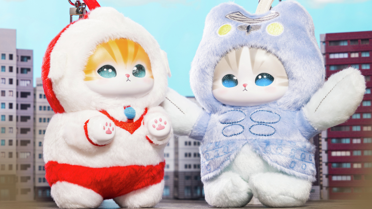 Ultraman Mofusand Kiramekko plush pendants in diorama