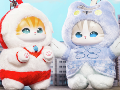 Ultraman Mofusand Kiramekko plush pendants in diorama
