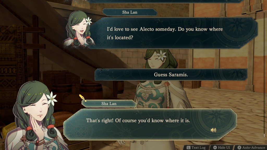 Sha Lan will require you to ace a quiz to recruit her in Fire Emblem: Fortune's Weave and here are the right answers.