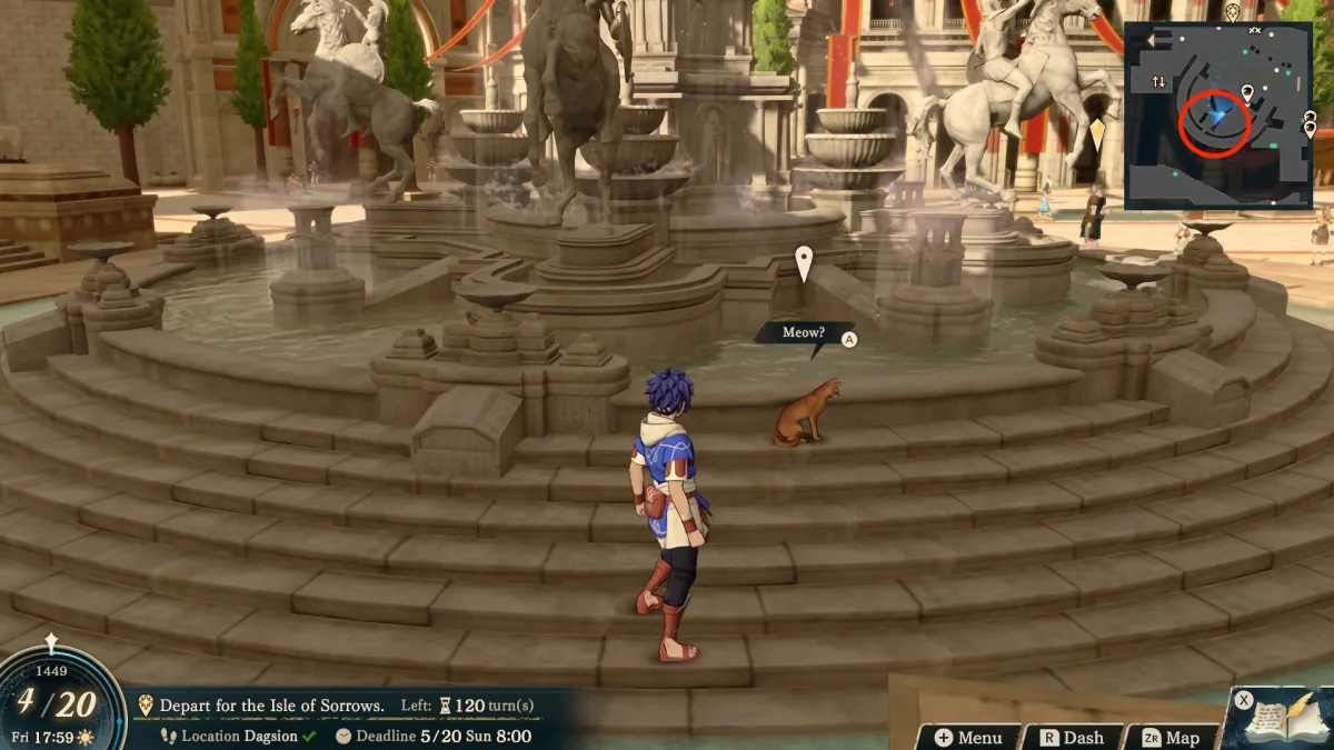 The Lost Temple Cat in Fire Emblem: Fortune's Weave isn't too difficult to find but it isn't exactly where the priest says it is.