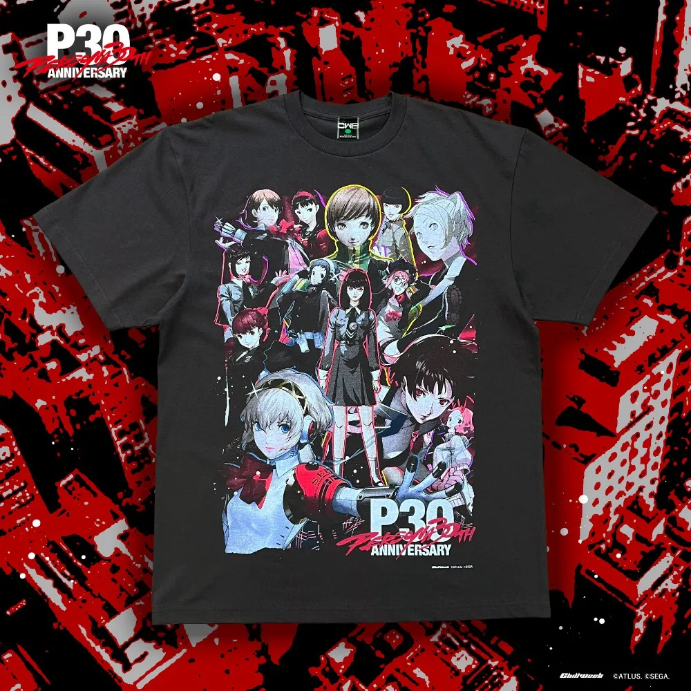 persona 30th anniversary girls collective t-shirt 2 Atlus announced merchandise such as t-shirts focusing on the female characters and protagonist keychains for the 30th anniversary of Persona.