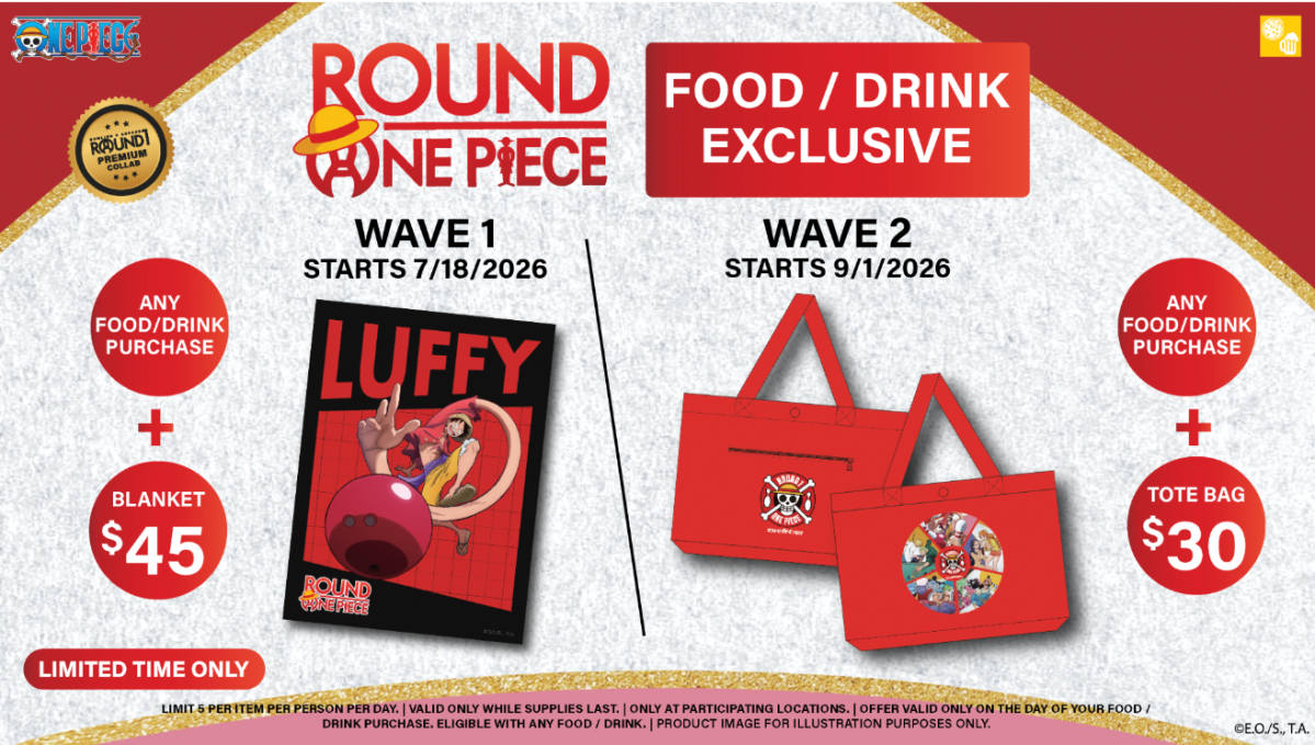 The Round1 USA One Piece promotion is back again with new merchandise tied to purchases and crane game figures and plush.