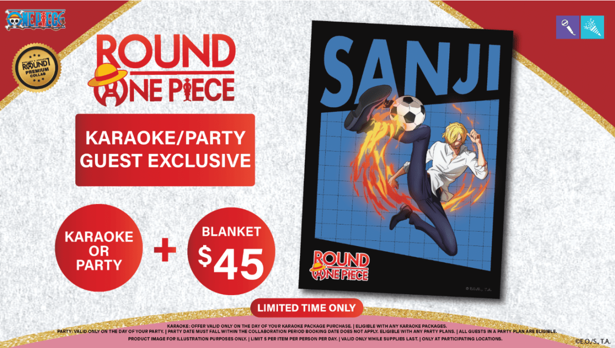 The Round1 USA One Piece promotion is back again with new merchandise tied to purchases and crane game figures and plush.