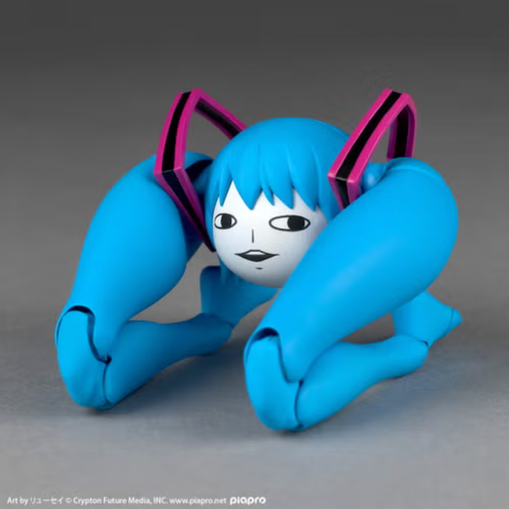 Shiteyanyo Hatsune Miku Revoltech meme figure that gives the Vocaloid legs in place of her iconic pigtails arrives next year. 