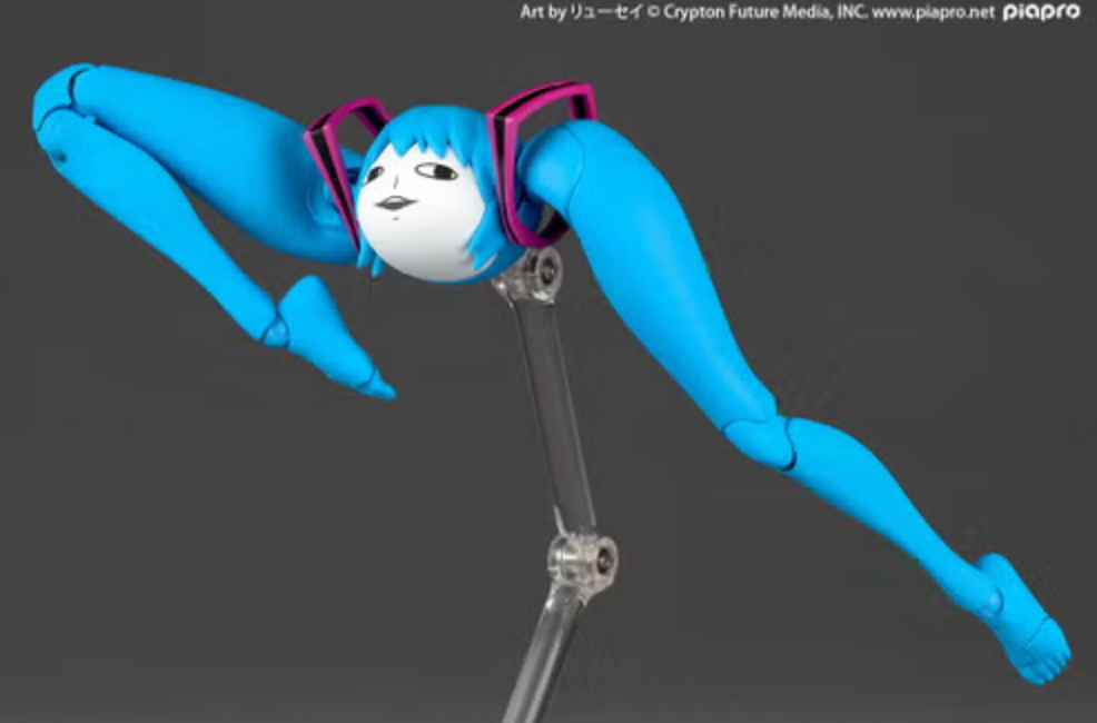 Shiteyanyo Hatsune Miku Revoltech meme figure that gives the Vocaloid legs in place of her iconic pigtails arrives next year. 