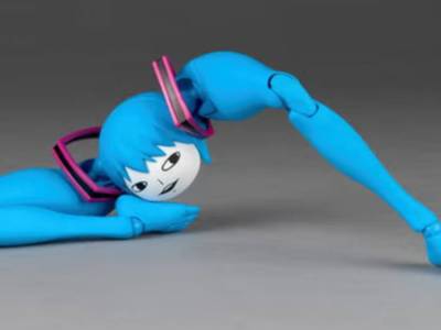 Shiteyanyo Hatsune Miku Revoltech meme figure that gives the Vocaloid legs in place of her iconic pigtails arrives next year