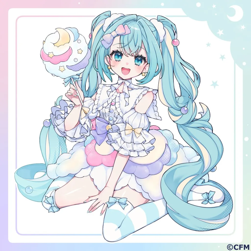 Hatsune Miku Cotton Candy Melffy Figure Appears Alongside Wallpaper and Art Furyu