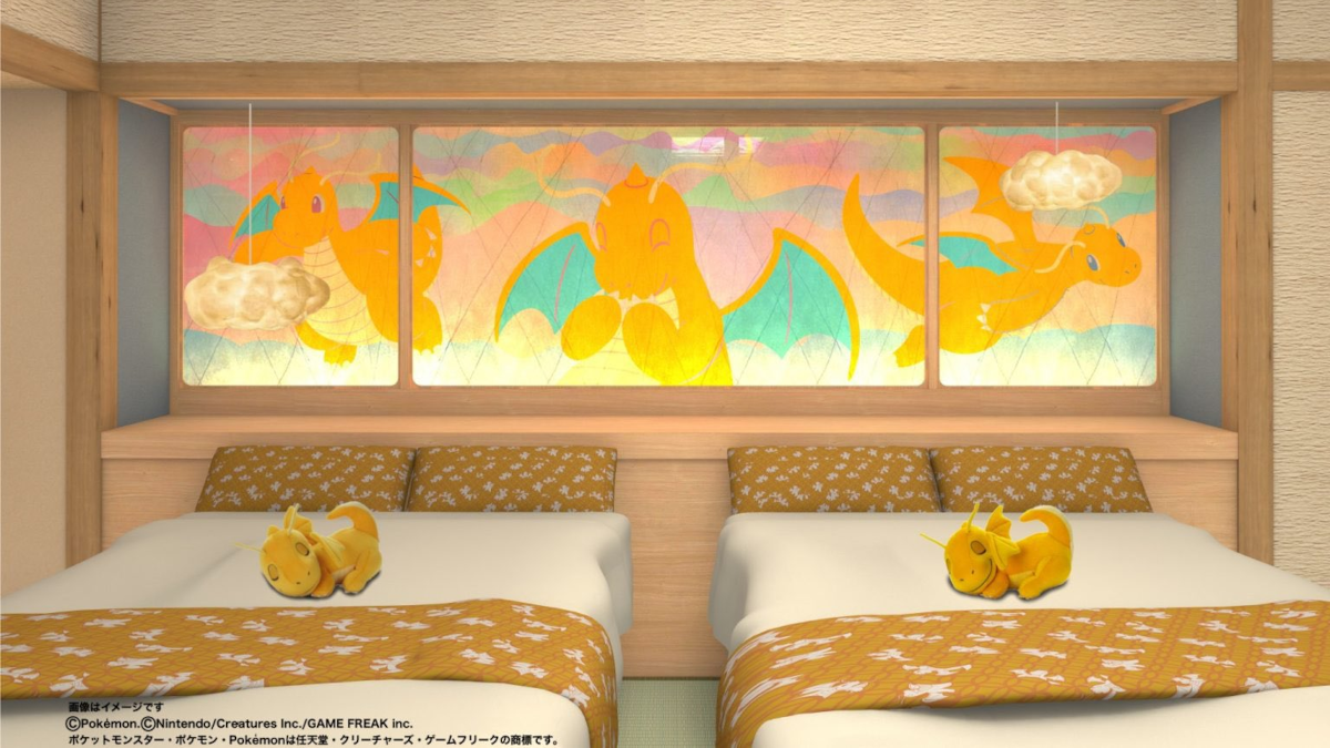Pokemon Dragonite themed hotel room at Grandia Housen