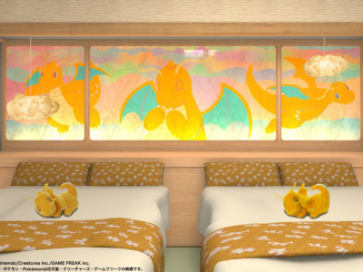 Pokemon Dragonite themed hotel room at Grandia Housen