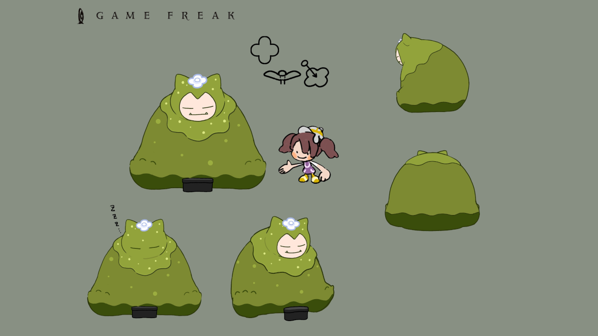 Pokemon Pokopia Mosslax concept art